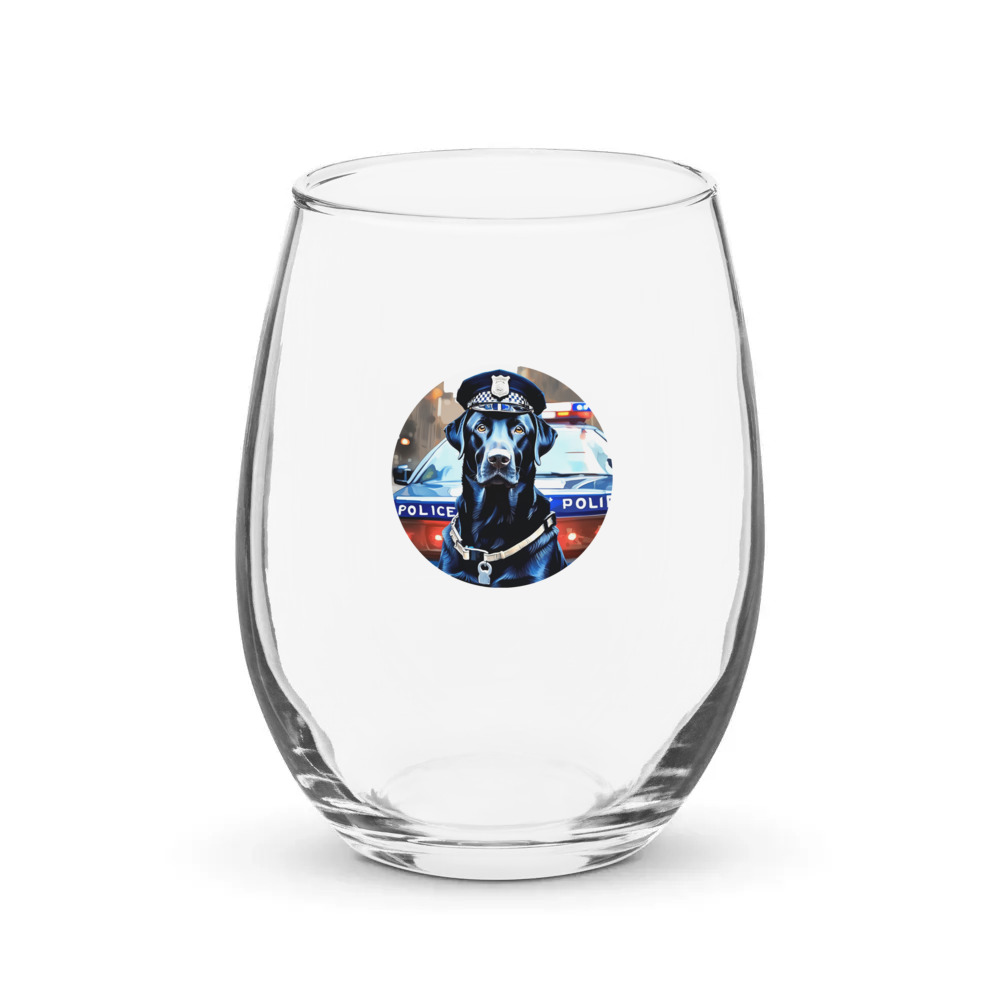 PugMug Custom Black Labrador Retriever Stemless Wine Glass