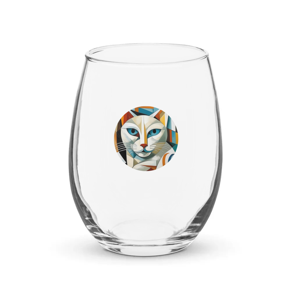PugMug Custom White Companion Cat Stemless Wine Glass