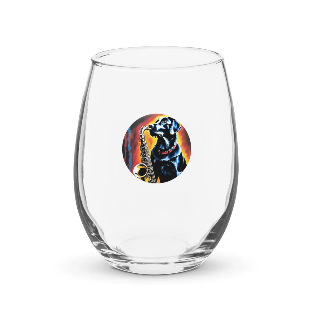 PugMug Custom Black Labrador Retriever Stemless Wine Glass