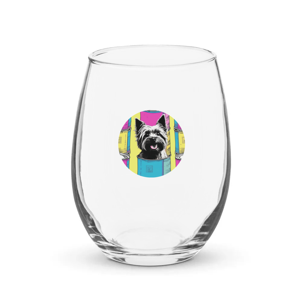 PugMug Custom Cairn Terrier Stemless Wine Glass