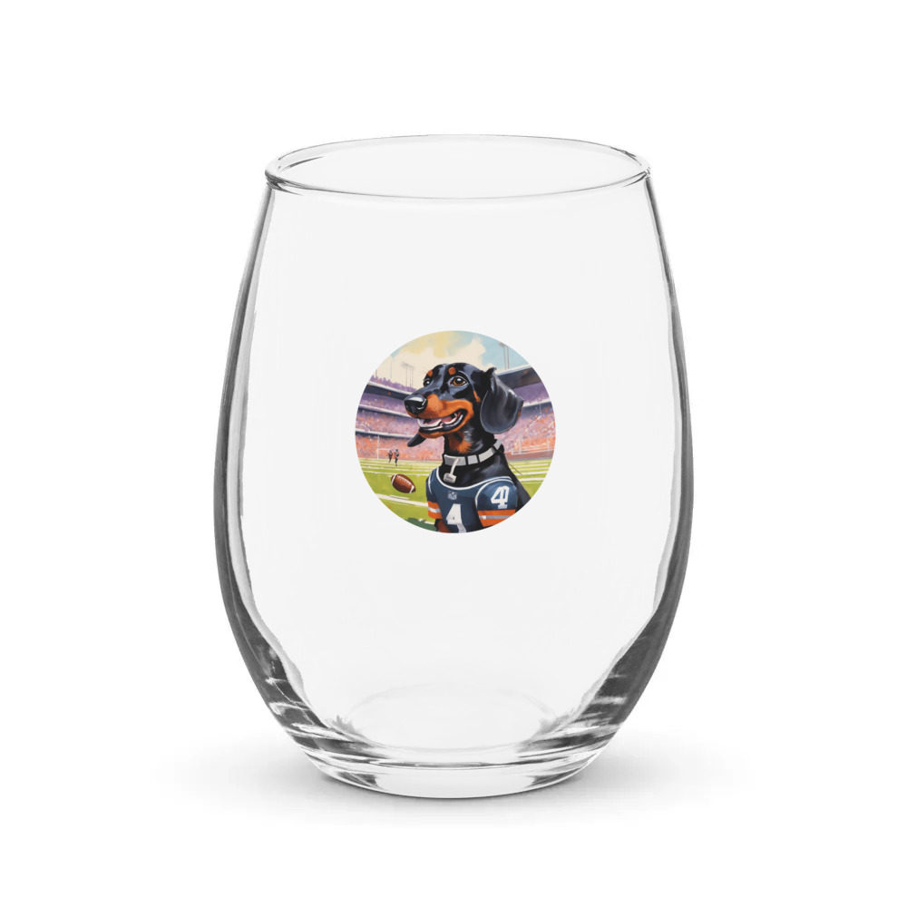 PugMug Custom Black Dachshund Stemless Wine Glass