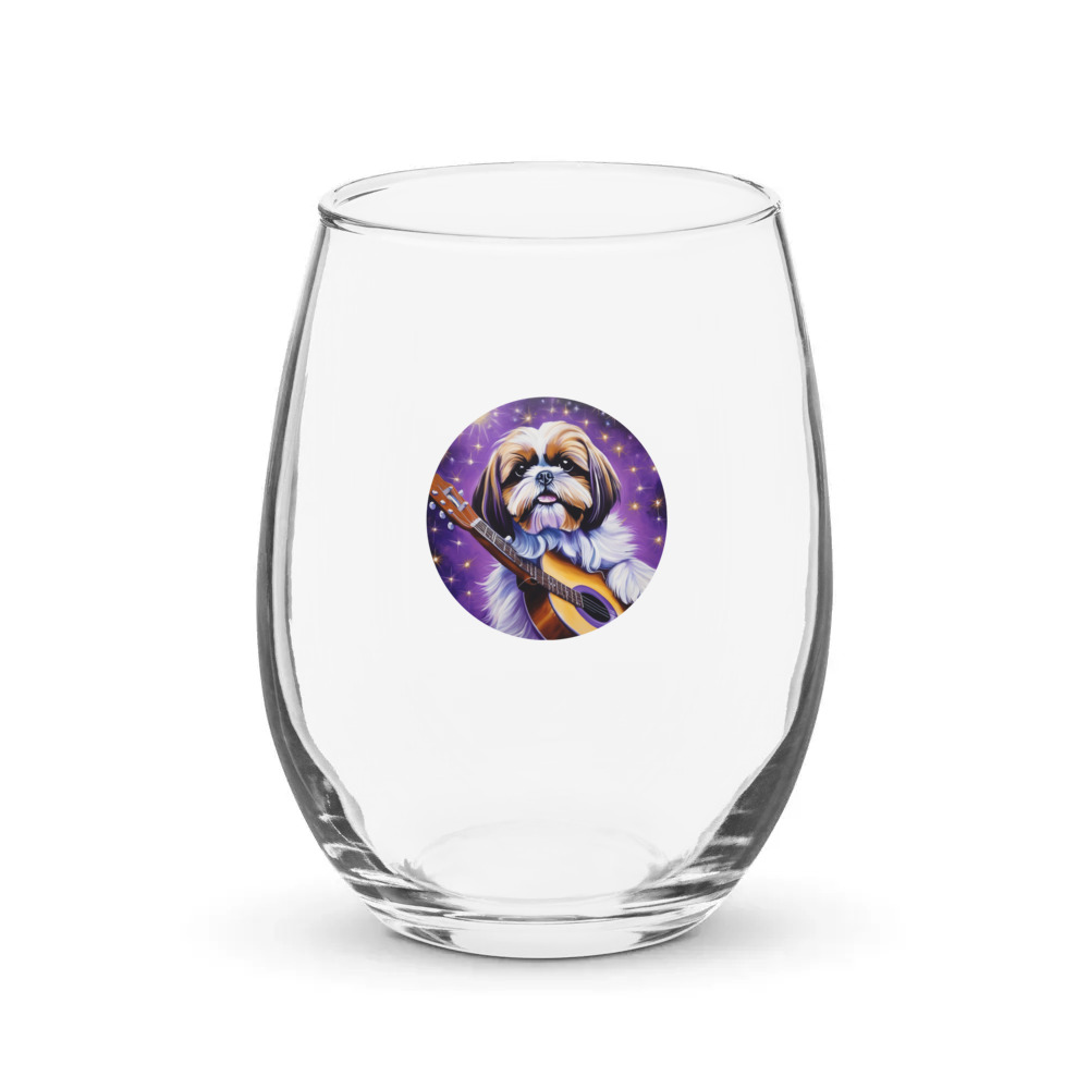 PugMug Custom Shih Tzu Stemless Wine Glass