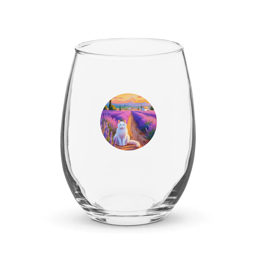 PugMug Custom White Companion Cat Stemless Wine Glass