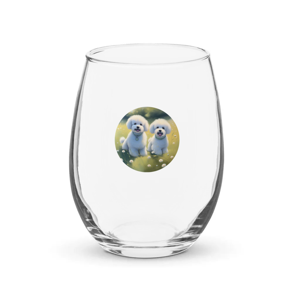 PugMug Custom Bichons Frise Stemless Wine Glass