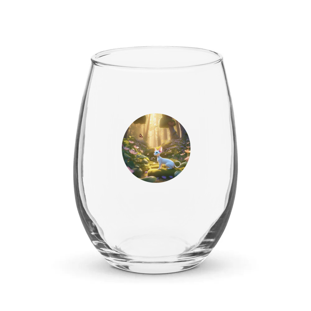 PugMug Custom White Sphynx Cat Stemless Wine Glass