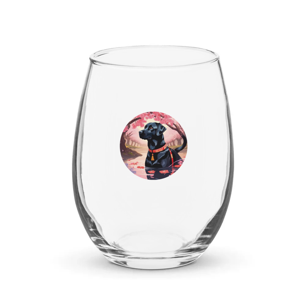 PugMug Custom Black Labrador Retriever Stemless Wine Glass