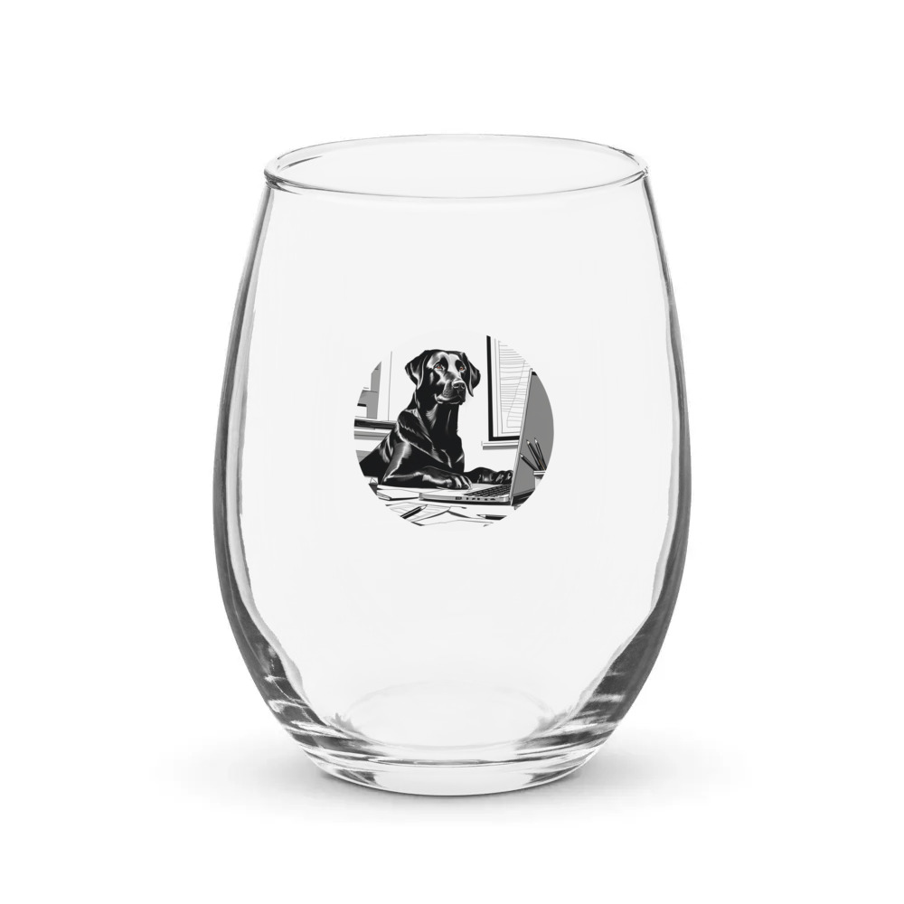 PugMug Custom Black Labrador Retriever Stemless Wine Glass