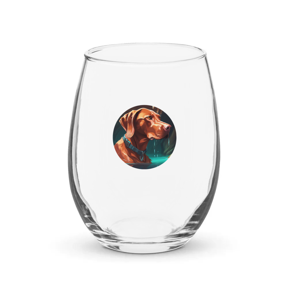 PugMug Custom Vizsla Stemless Wine Glass