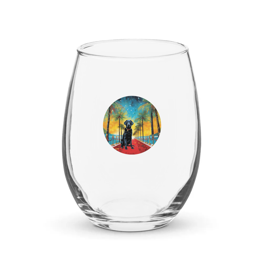 PugMug Custom Black Labrador Retriever Stemless Wine Glass