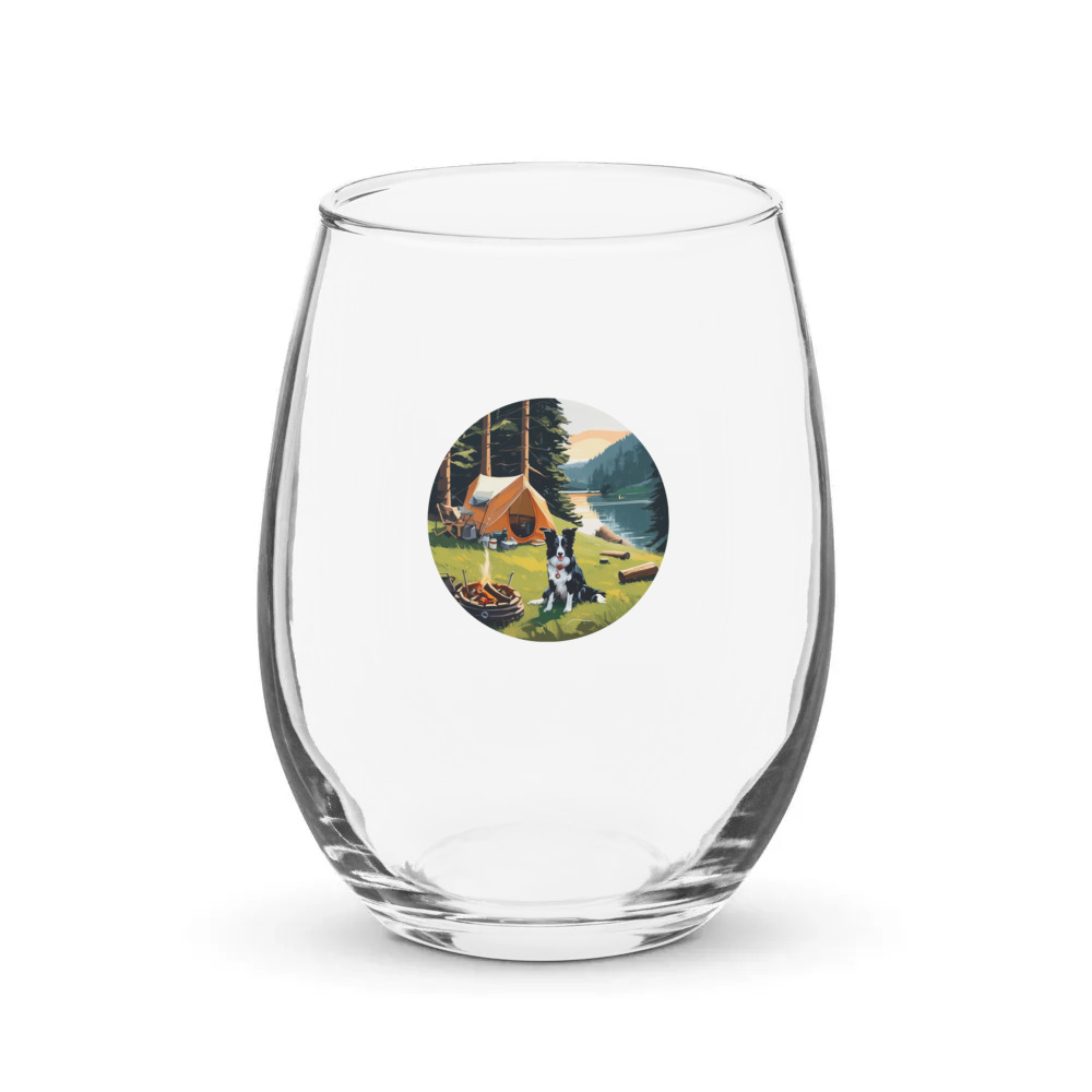 PugMug Custom Border Collie Stemless Wine Glass