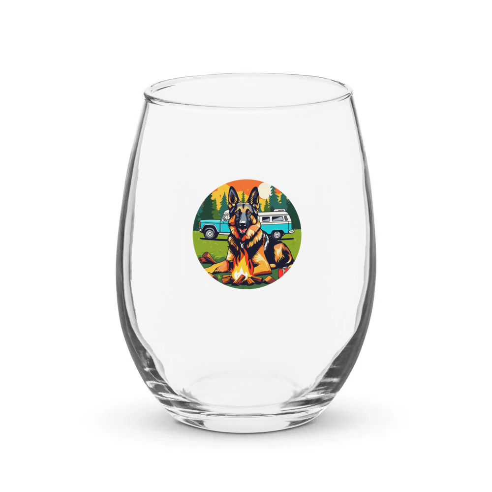 PugMug Custom German Shepherd Dog Stemless Wine Glass