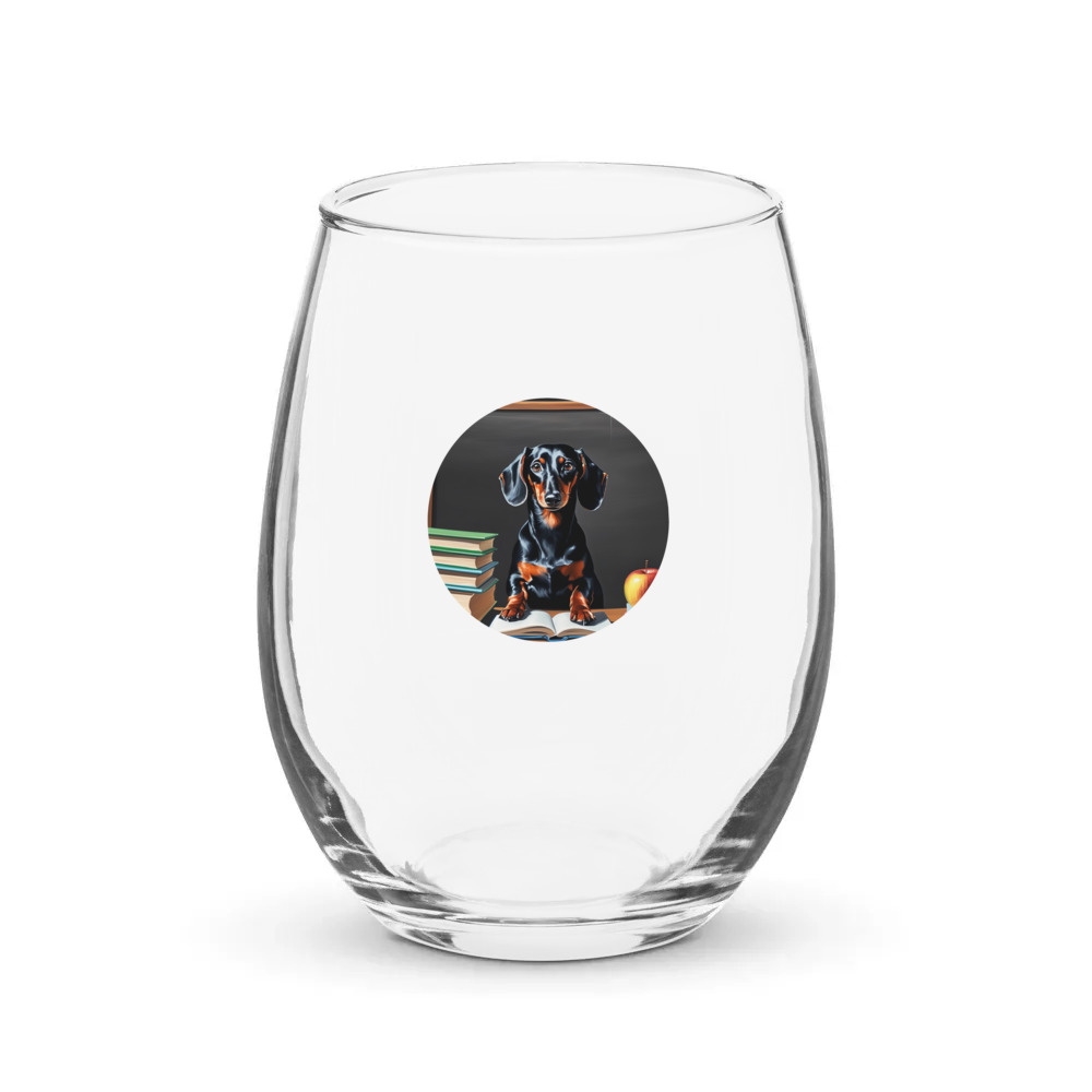 PugMug Custom Black Dachshund Stemless Wine Glass