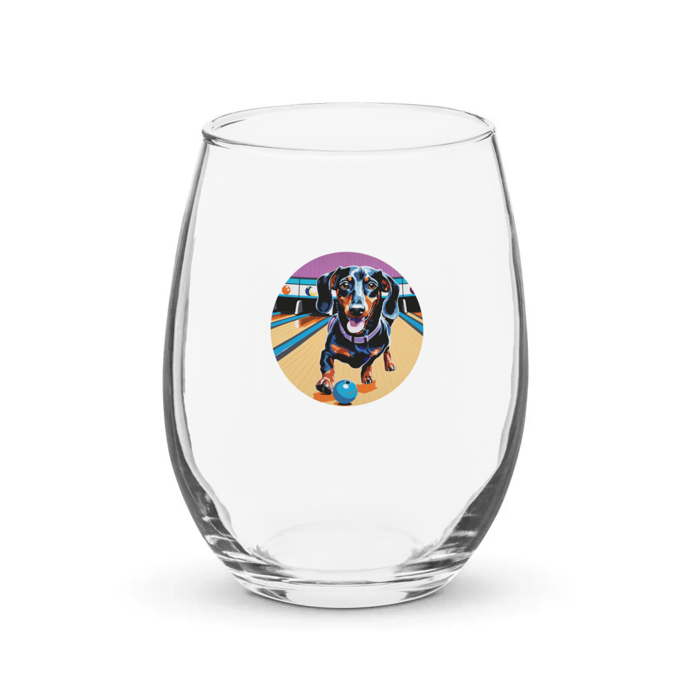 PugMug Custom Black Dachshund Stemless Wine Glass