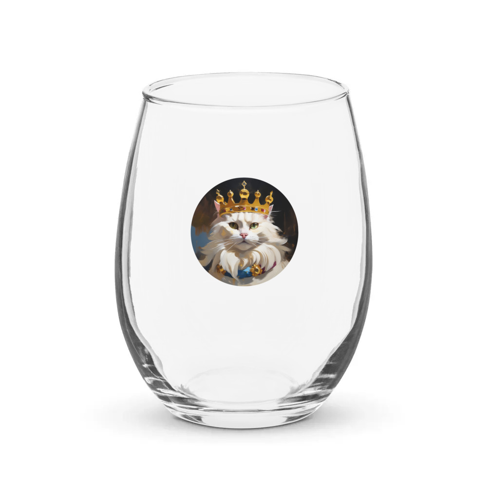 PugMug Custom White Companion Cat Stemless Wine Glass