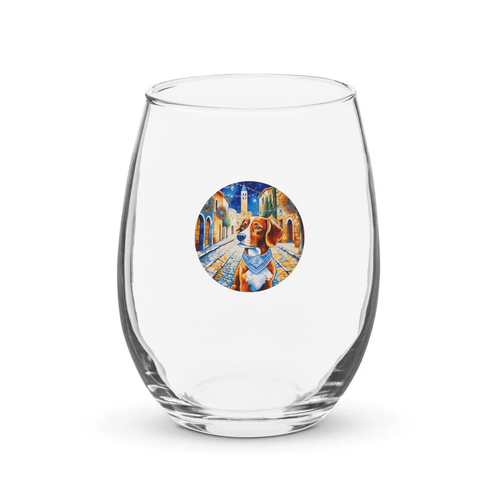 PugMug Custom Brittany Dog Stemless Wine Glass