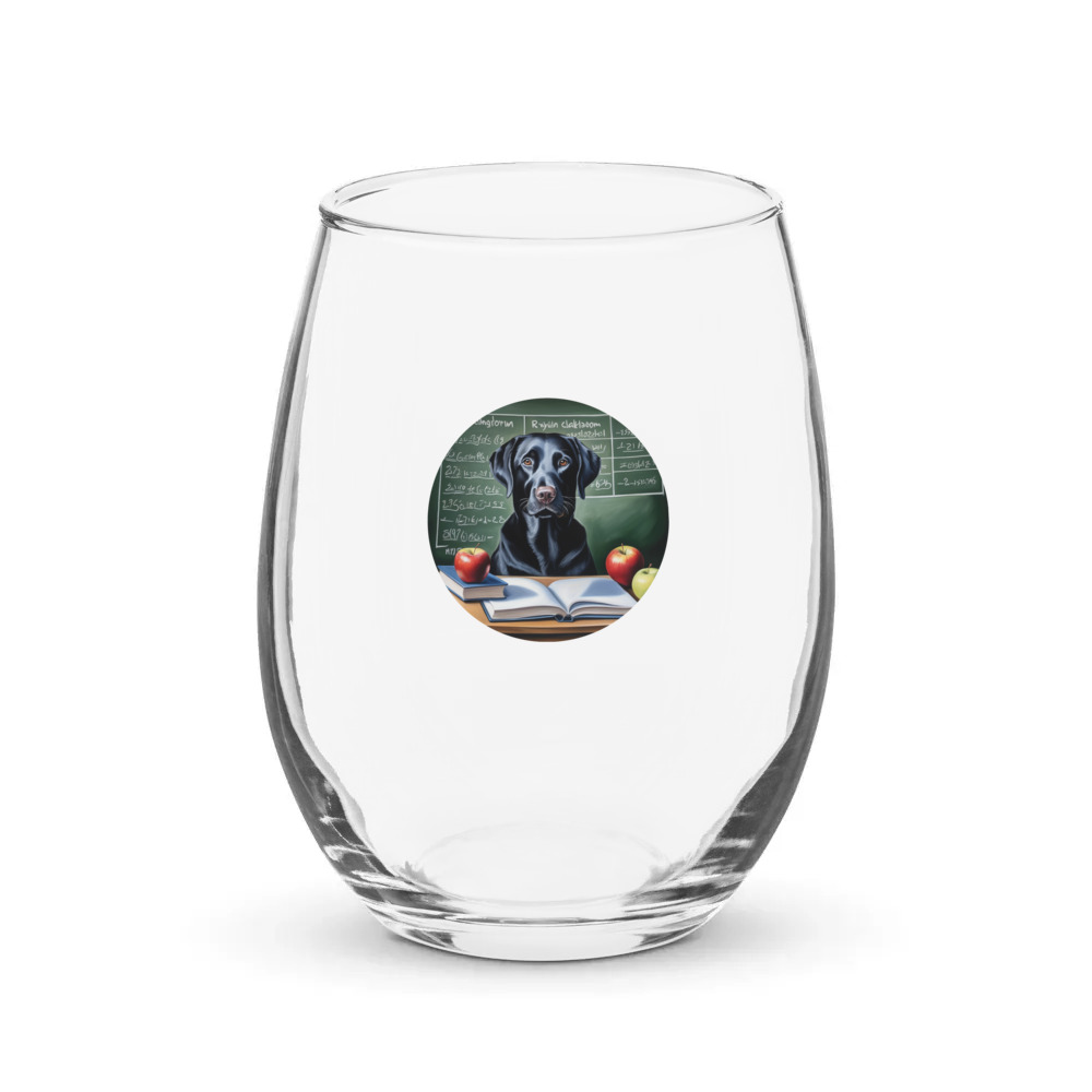 PugMug Custom Black Labrador Retriever Stemless Wine Glass