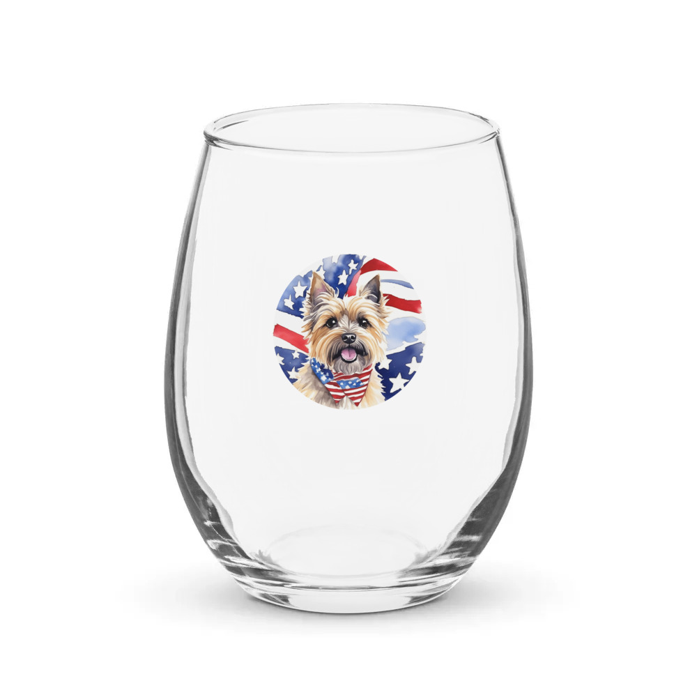 PugMug Custom Cairn Terrier Stemless Wine Glass