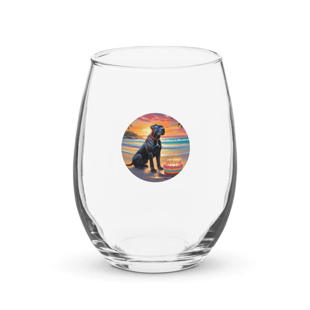 PugMug Custom Cane Corso Stemless Wine Glass