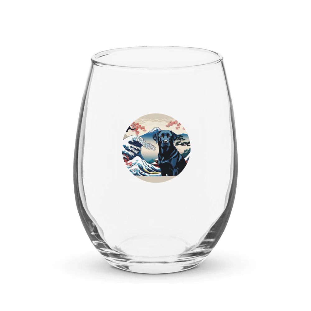 PugMug Custom Black Labrador Retriever Stemless Wine Glass