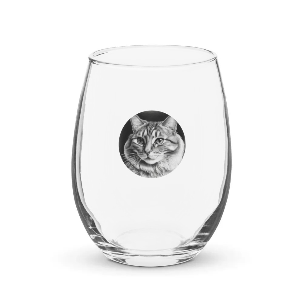 PugMug Custom Tabby Companion Cat Stemless Wine Glass