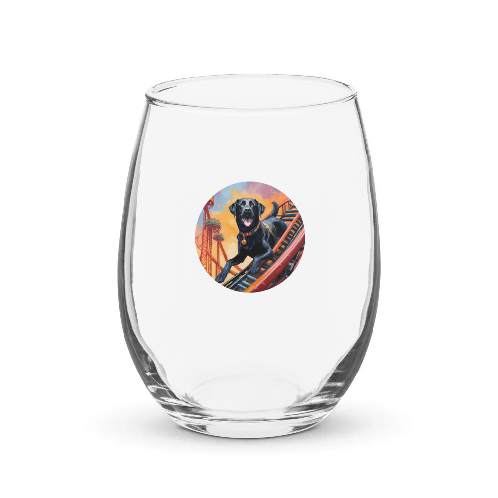 PugMug Custom Black Labrador Retriever Stemless Wine Glass