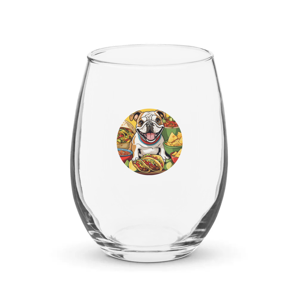 PugMug Custom Bulldog Stemless Wine Glass