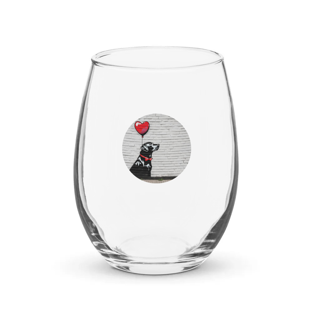 PugMug Custom Black Labrador Retriever Stemless Wine Glass