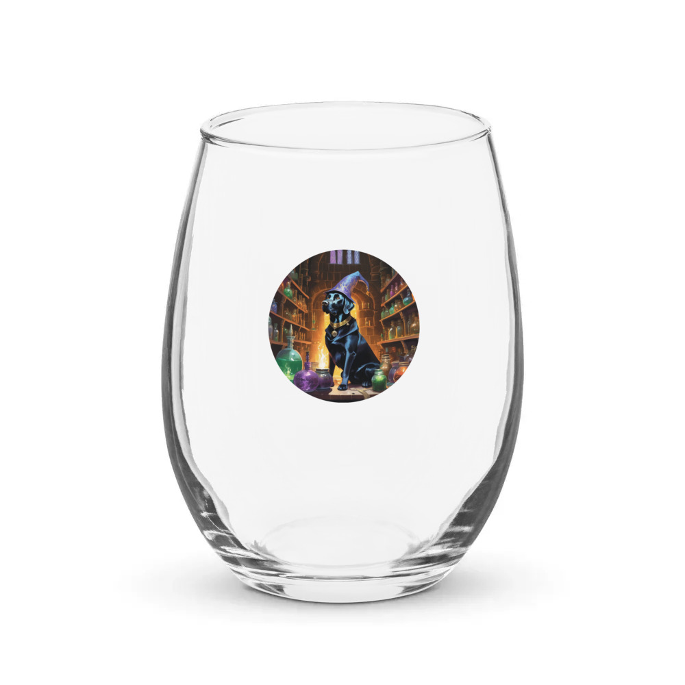 PugMug Custom Black Labrador Retriever Stemless Wine Glass