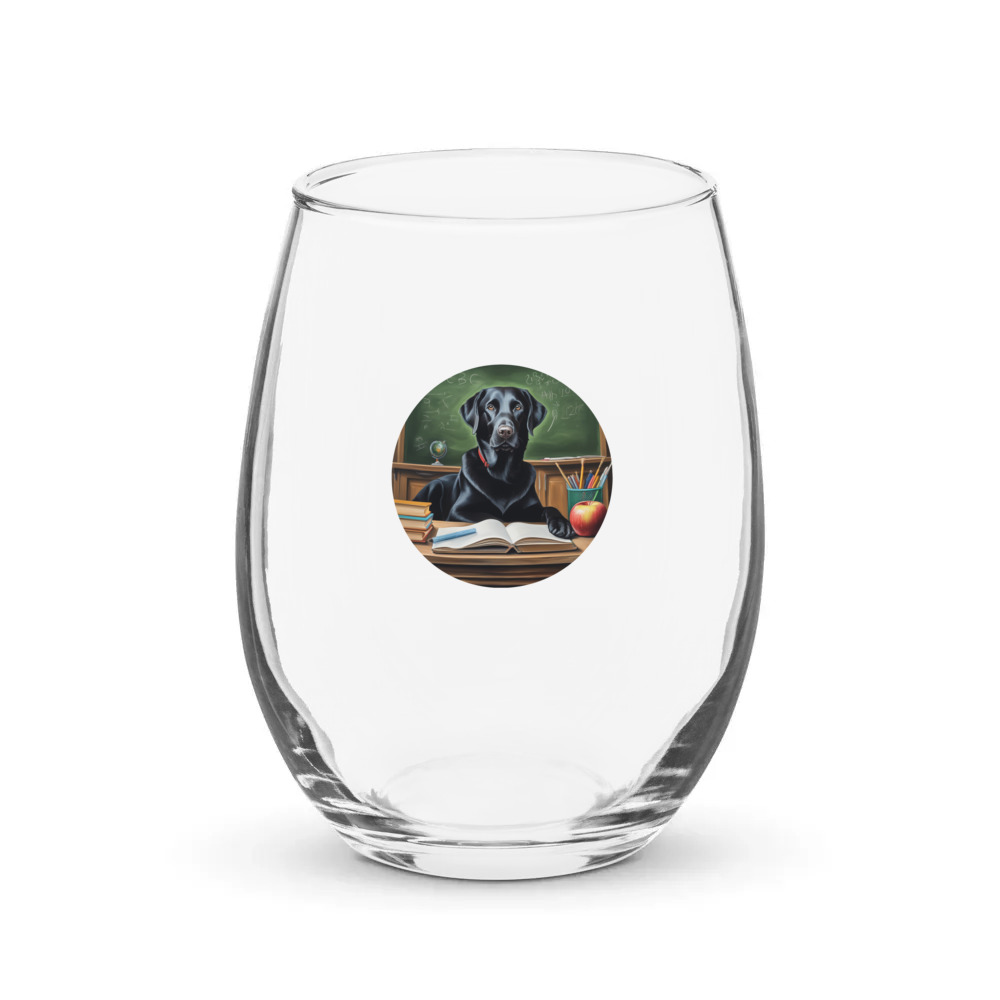 PugMug Custom Black Labrador Retriever Stemless Wine Glass