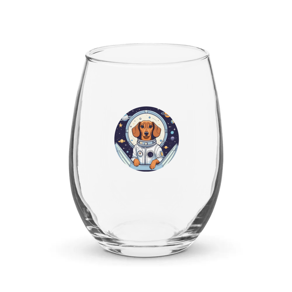 PugMug Custom Tan Dachshund Stemless Wine Glass