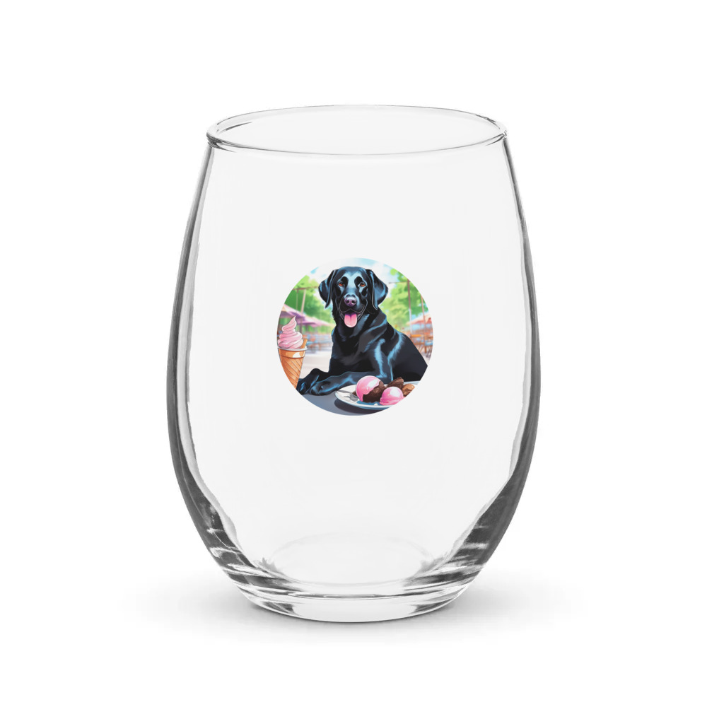 PugMug Custom Black Labrador Retriever Stemless Wine Glass