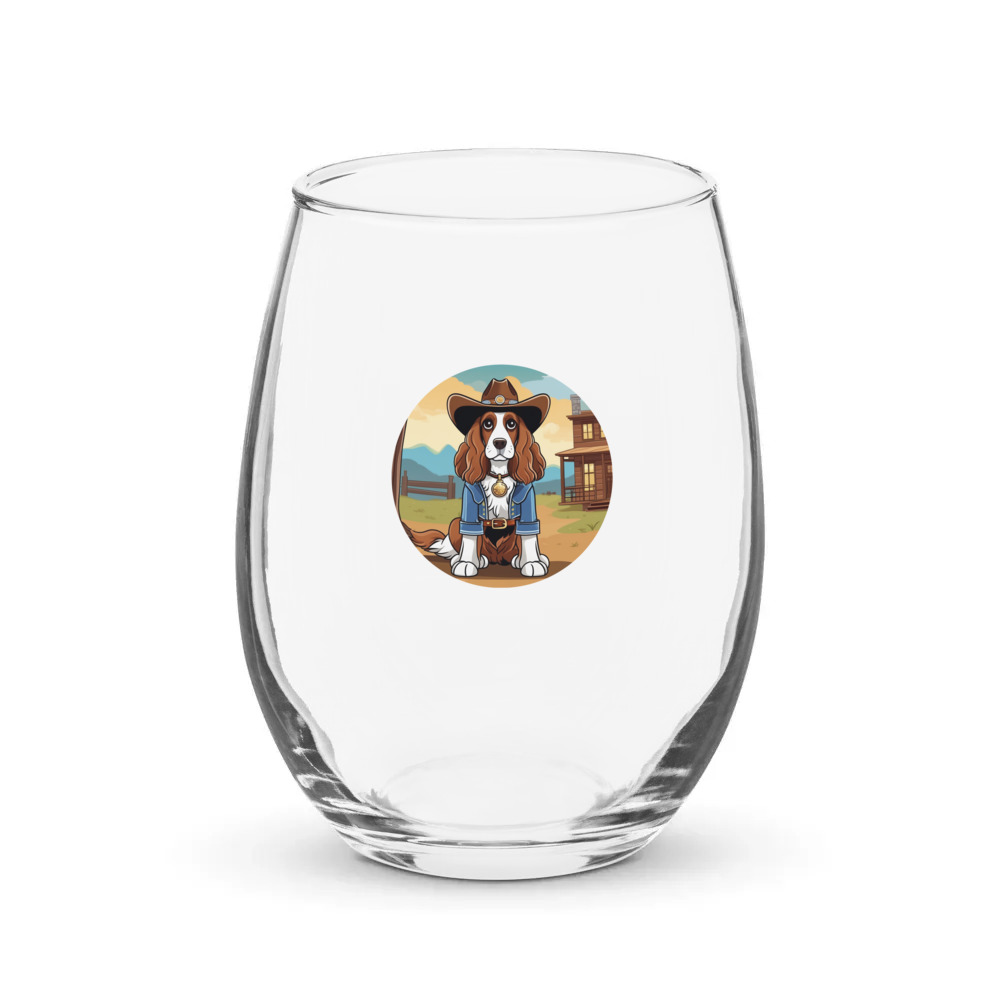 PugMug Custom English Cocker Spaniel Stemless Wine Glass