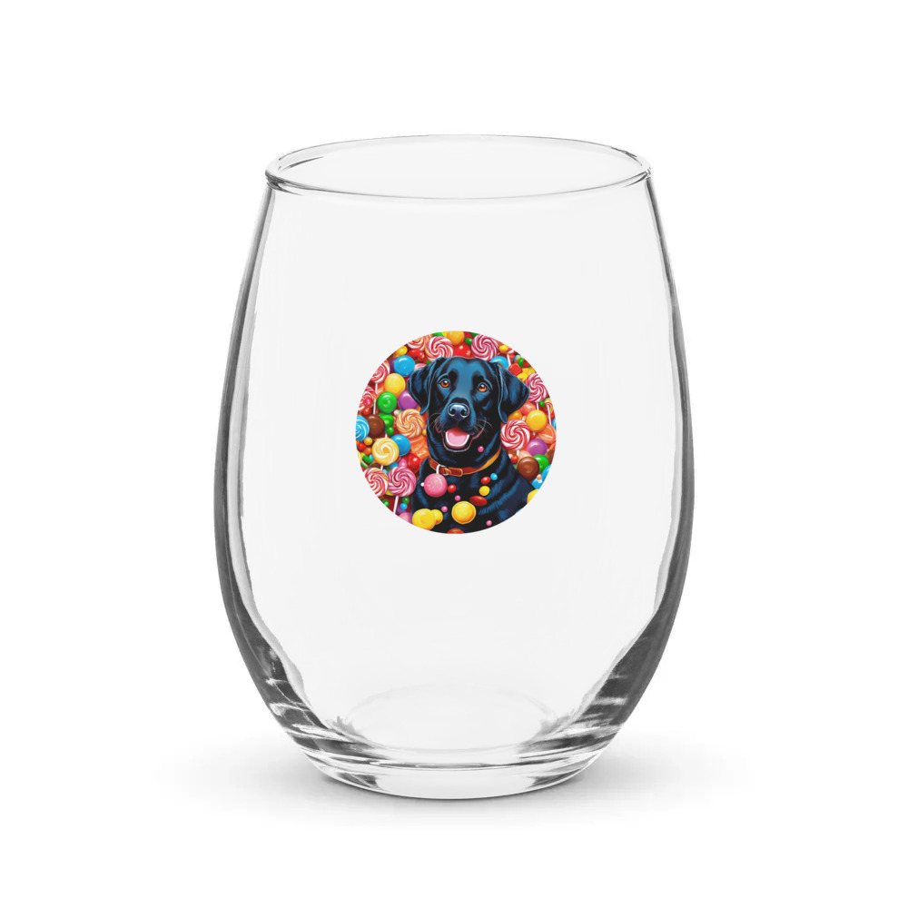 PugMug Custom Black Labrador Retriever Stemless Wine Glass