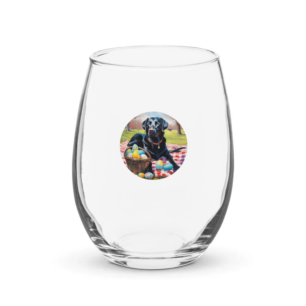 PugMug Custom Black Labrador Retriever Stemless Wine Glass