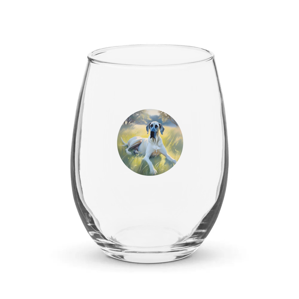 PugMug Custom Great Dane Stemless Wine Glass