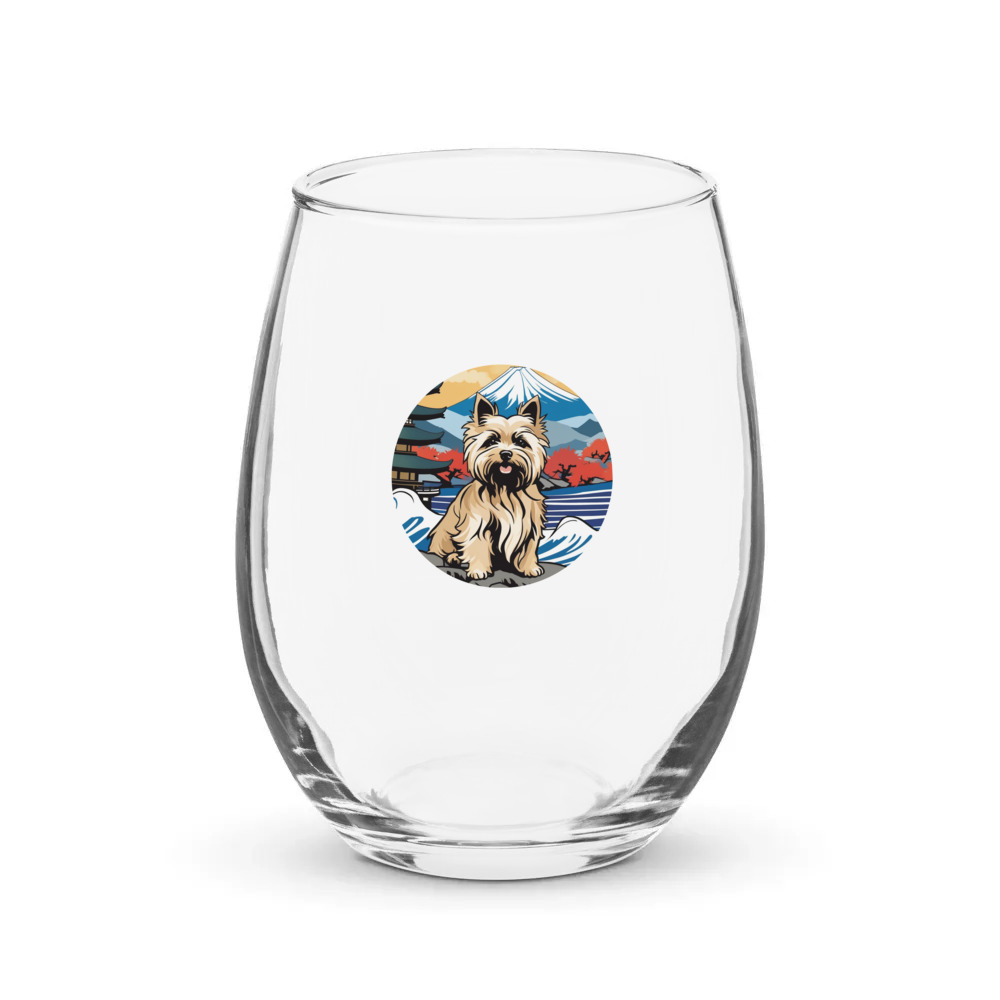 PugMug Custom Cairn Terrier Stemless Wine Glass