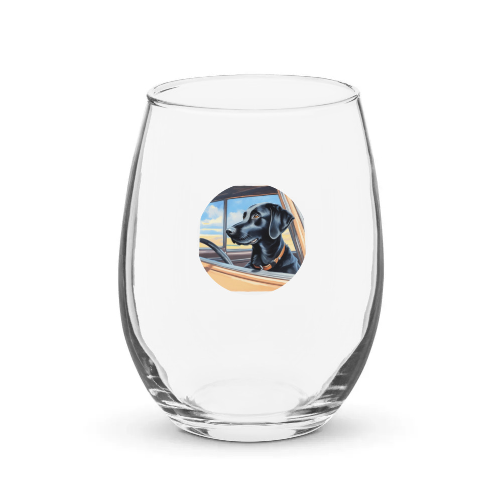 PugMug Custom Black Labrador Retriever Stemless Wine Glass