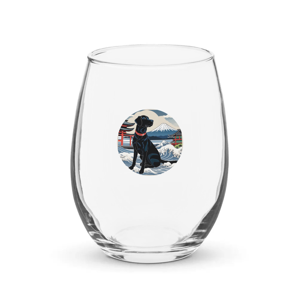 PugMug Custom Black Labrador Retriever Stemless Wine Glass