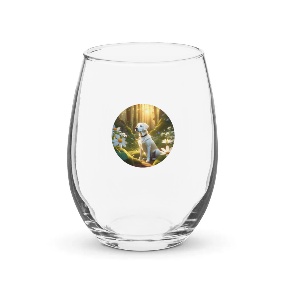 PugMug Custom White Labrador Retriever Stemless Wine Glass