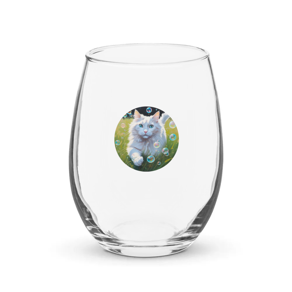 PugMug Custom White Ragdoll Cat Stemless Wine Glass
