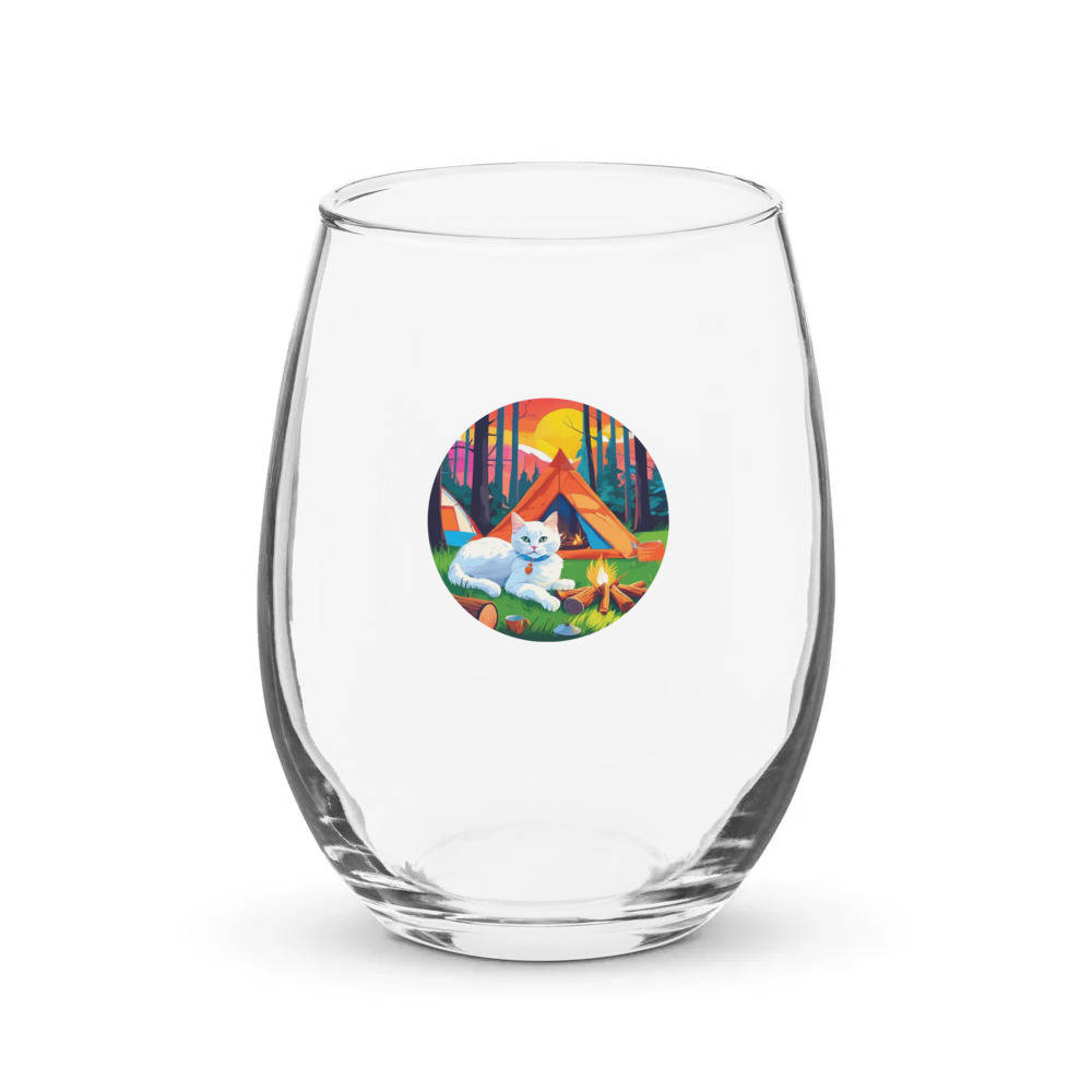 PugMug Custom White Companion Cat Stemless Wine Glass