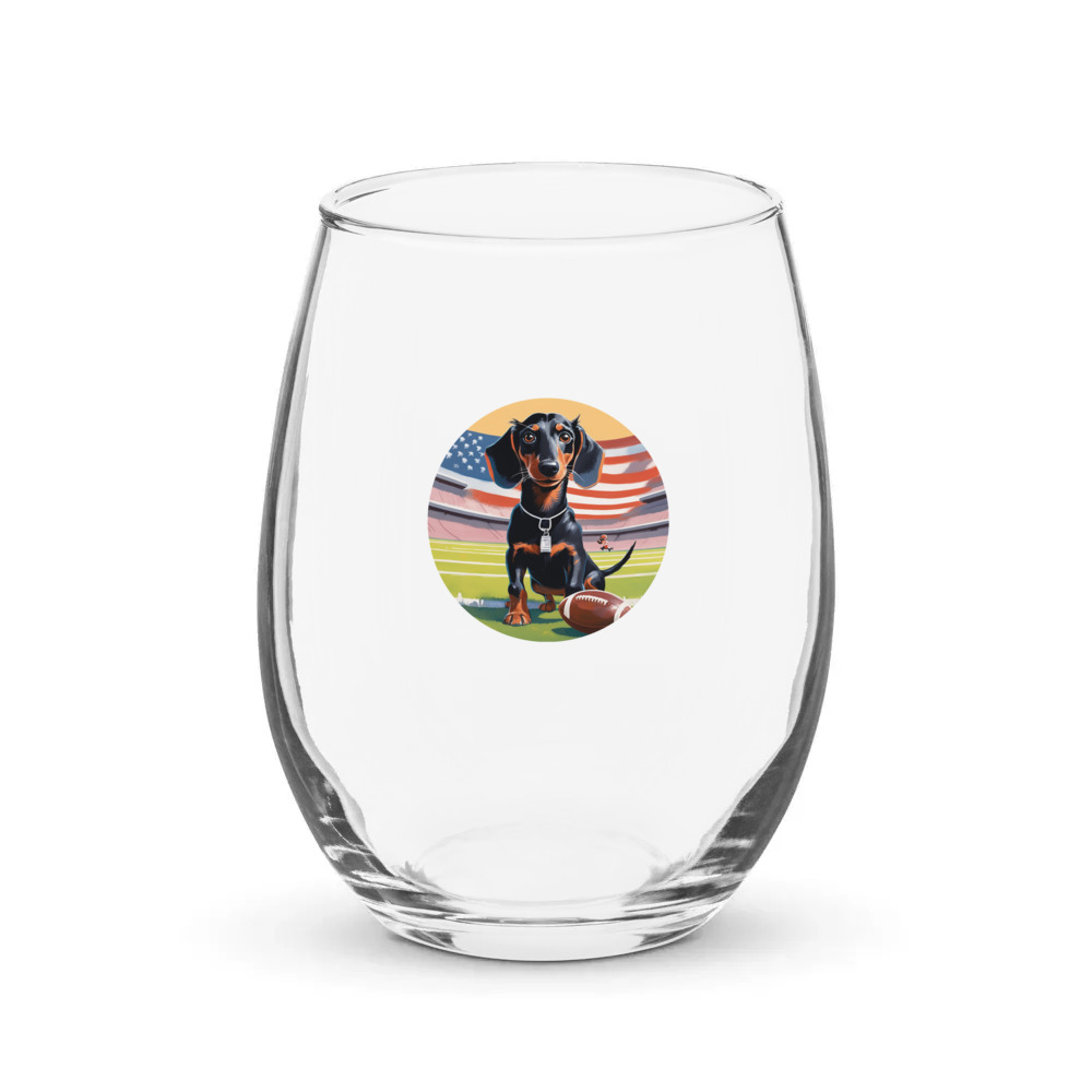 PugMug Custom Black Dachshund Stemless Wine Glass