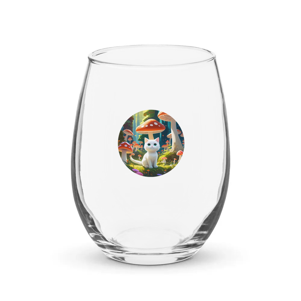 PugMug Custom White Companion Cat Stemless Wine Glass