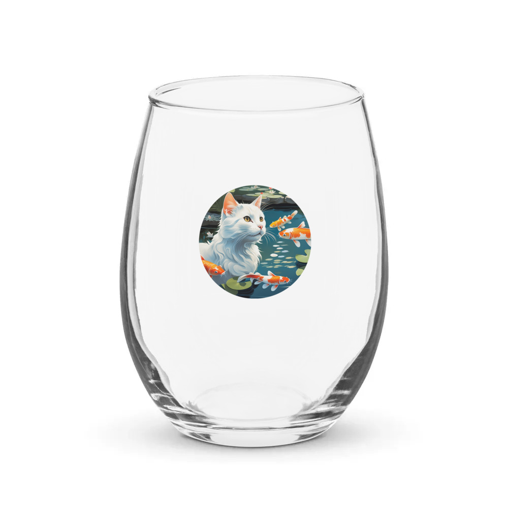 PugMug Custom White Companion Cat Stemless Wine Glass