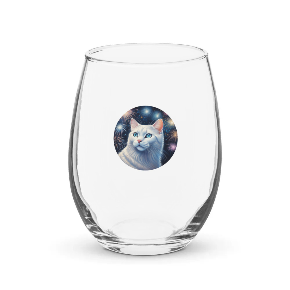 PugMug Custom White Exotic Cat Stemless Wine Glass