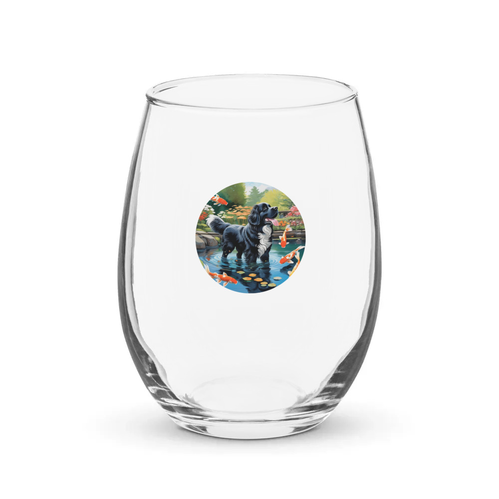 PugMug Custom Newfoundland Stemless Wine Glass
