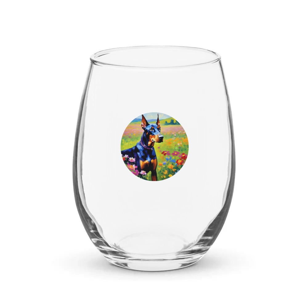 PugMug Custom Doberman Pinscher Stemless Wine Glass