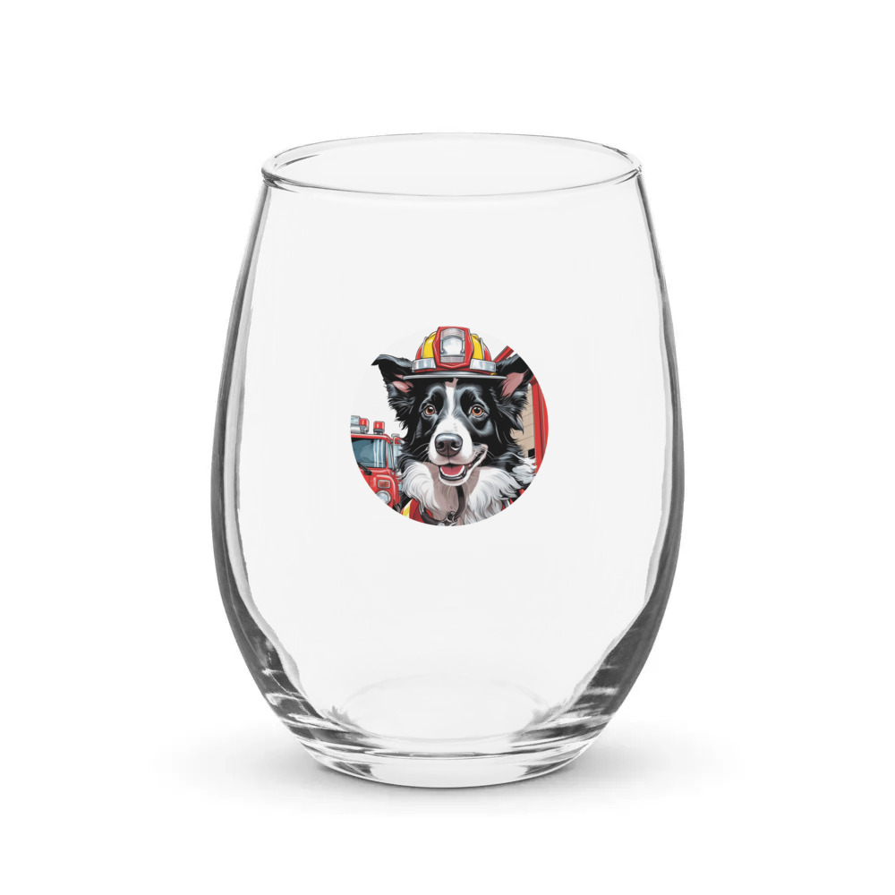 PugMug Custom Border Collie Stemless Wine Glass