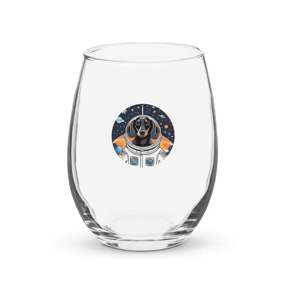 PugMug Custom Black Dachshund Stemless Wine Glass