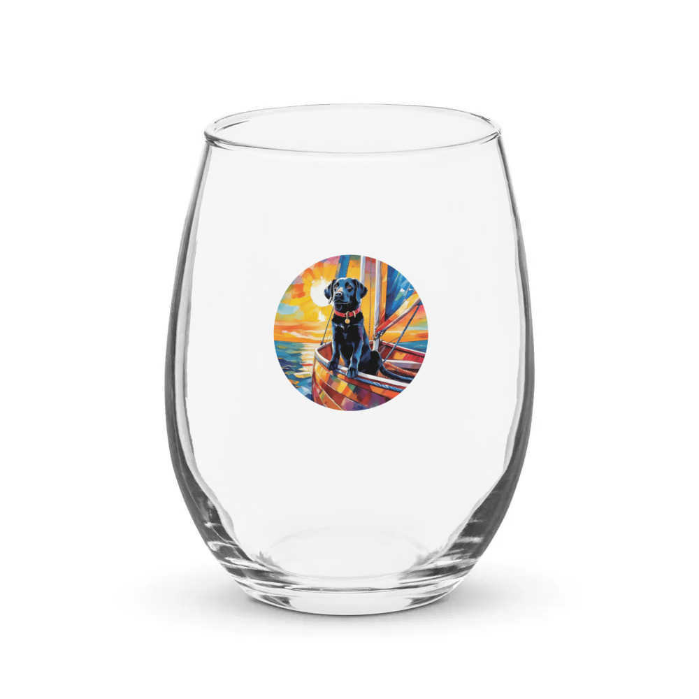 PugMug Custom Black Labrador Retriever Stemless Wine Glass